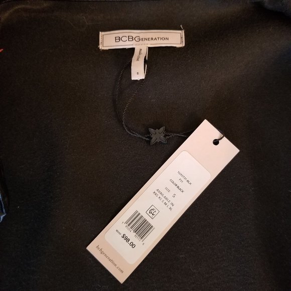 BCBGeneration S Black Faux Vegan Leather Top Blouse Button Front - Picture 6 of 12